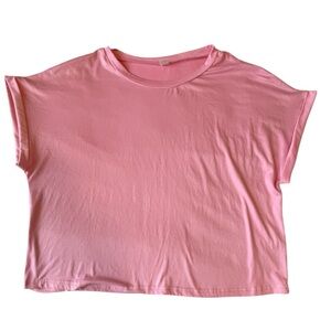 Pink Short Cap Sleeve Cropped T-Shirt Sz L